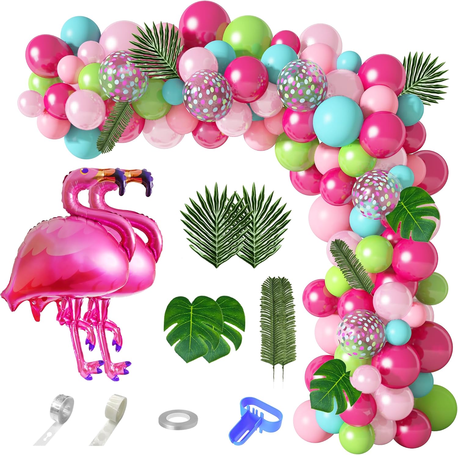 142Pcs Tropical Flamingo Balloons Garland Arch Kit