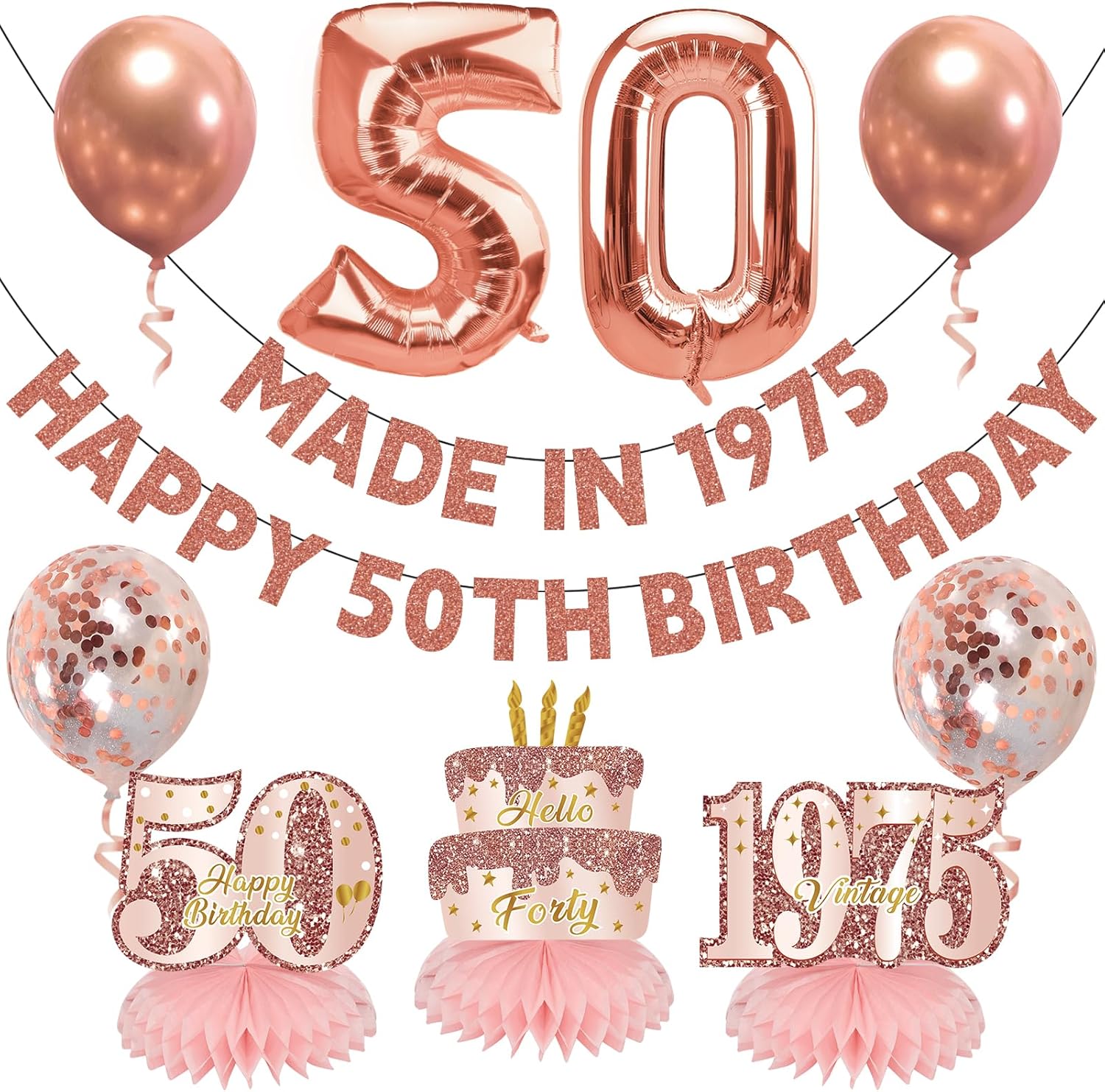 Zirtorei 50th Birthday Decor Kit for Women