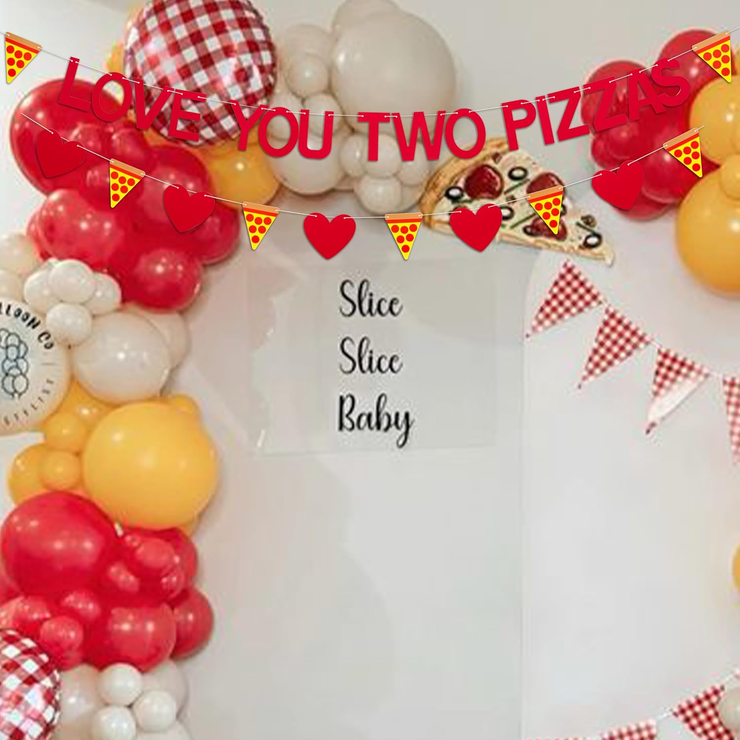 Love You Two Pizzas Banner Valentines Day Decor
