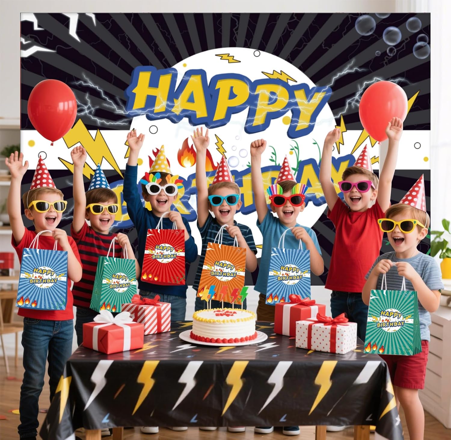 Animation Birthday Banner with Decorative Ribbon