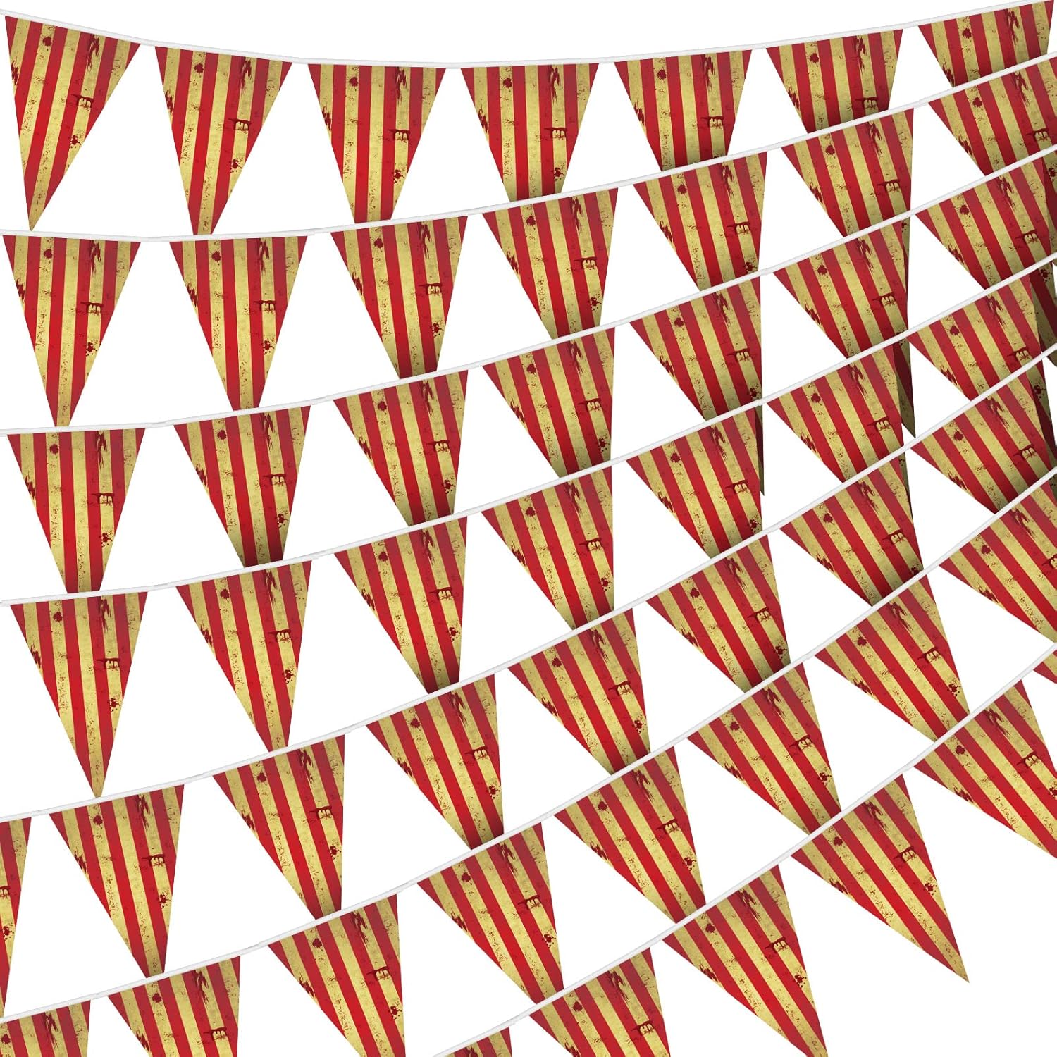5 Pack Circus Creepy Halloween Banners Red White Striped