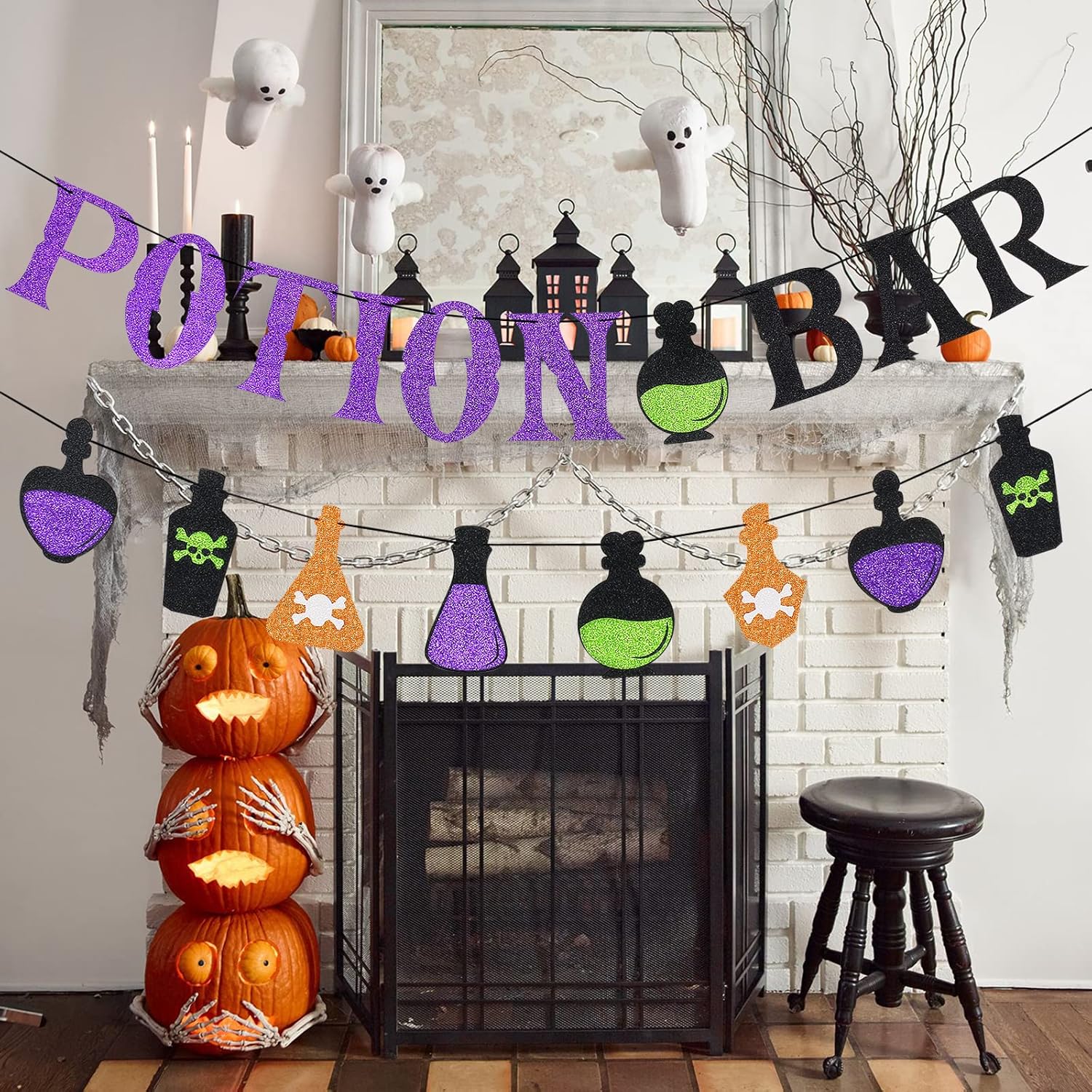 LeeSky Purple Potion Bar Halloween Banner