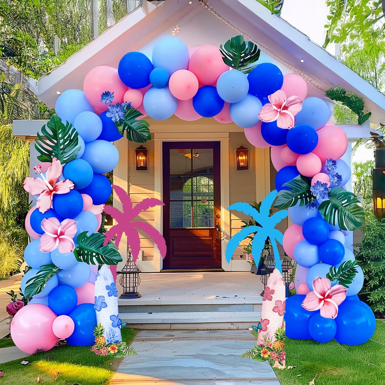 Pastel Blue and Pink Balloon Garland Arch 132Pcs