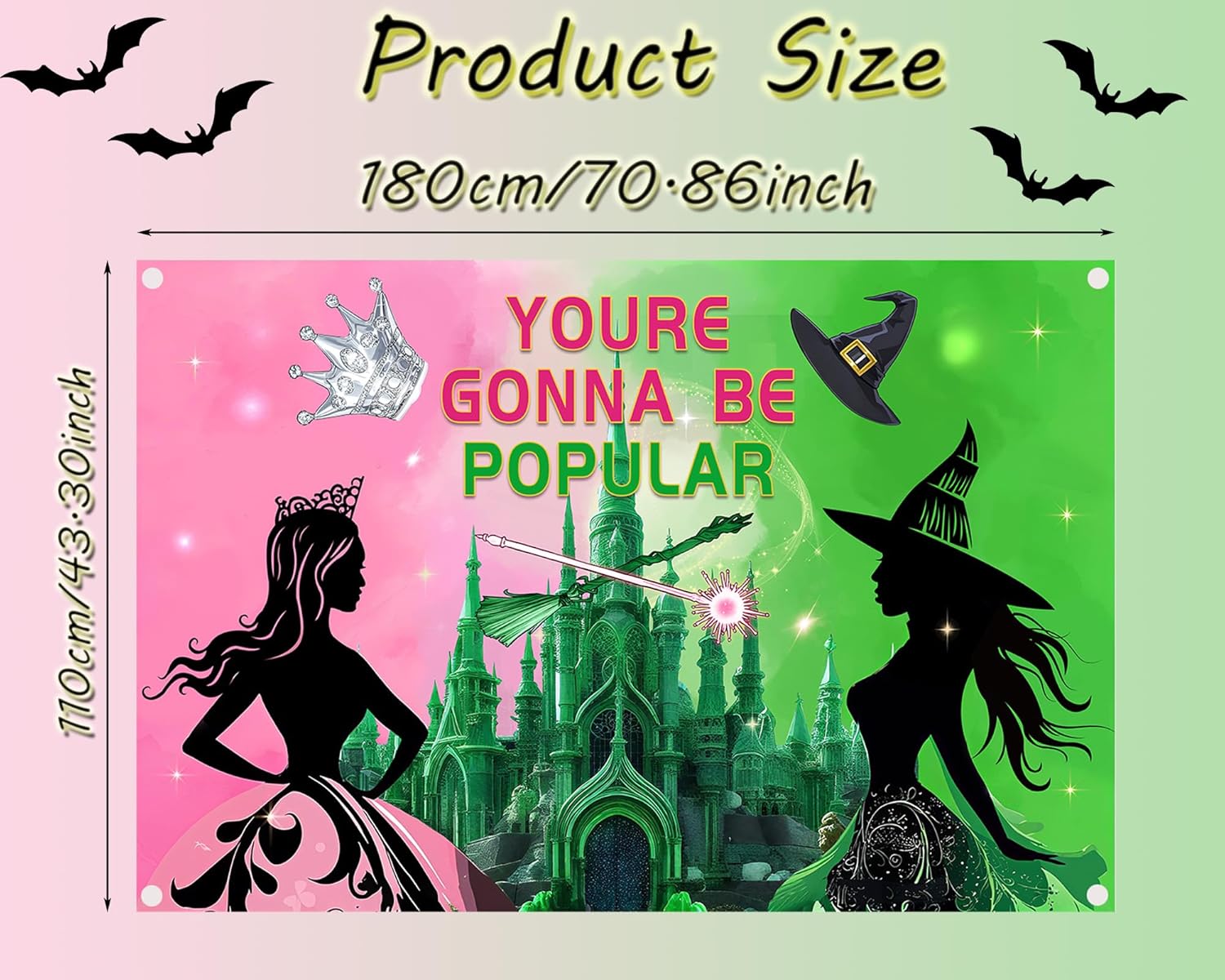 Witch Theme Backdrop Banner for Halloween Party Decorations