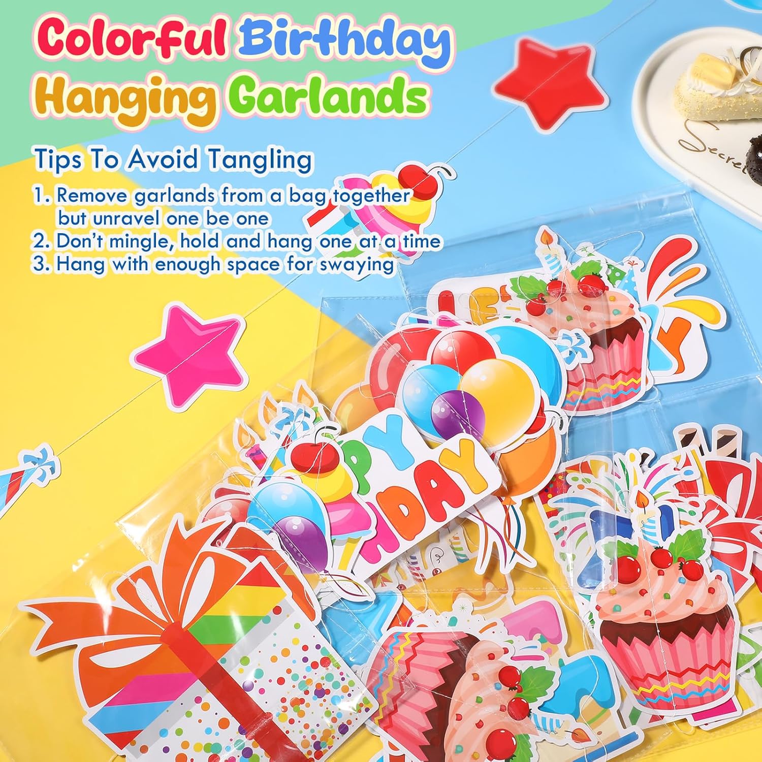 8 Pcs Happy Birthday Garland Streamers Decorations