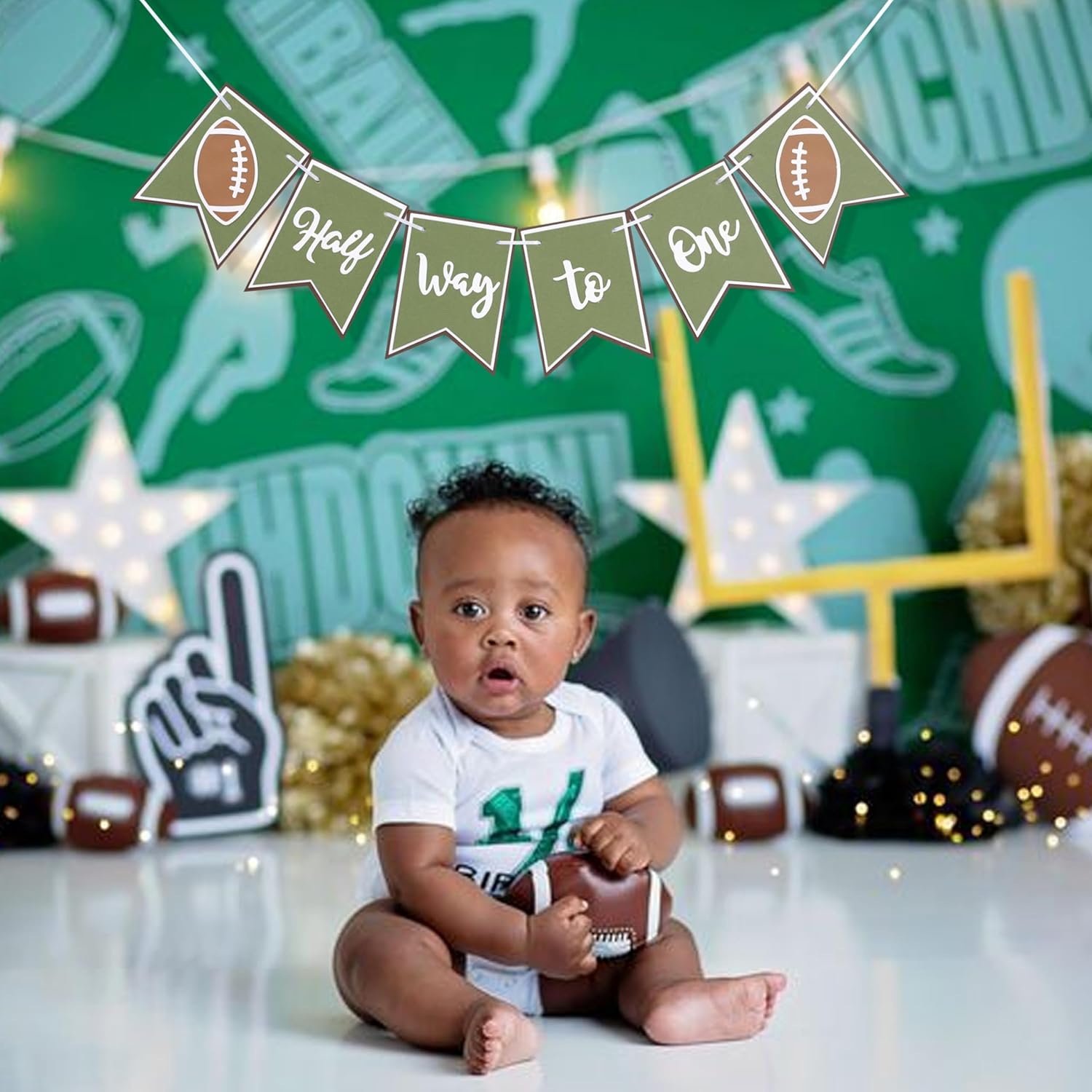 Football Half Birthday Banner for Boys 6 Months Celebration