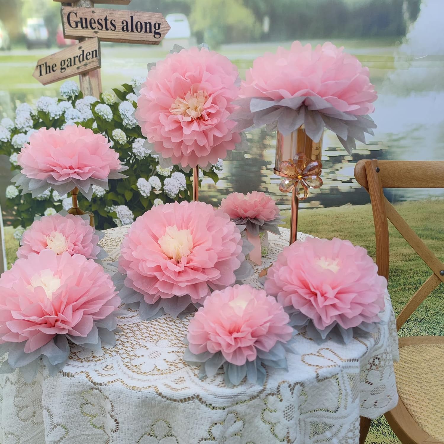 Mybbshower Paper Flower Decorations Pack of 9