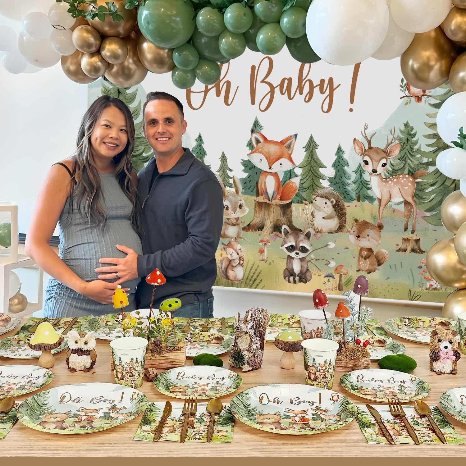 Woodland Baby Shower Plate Set 175 Pcs for 25 Guests