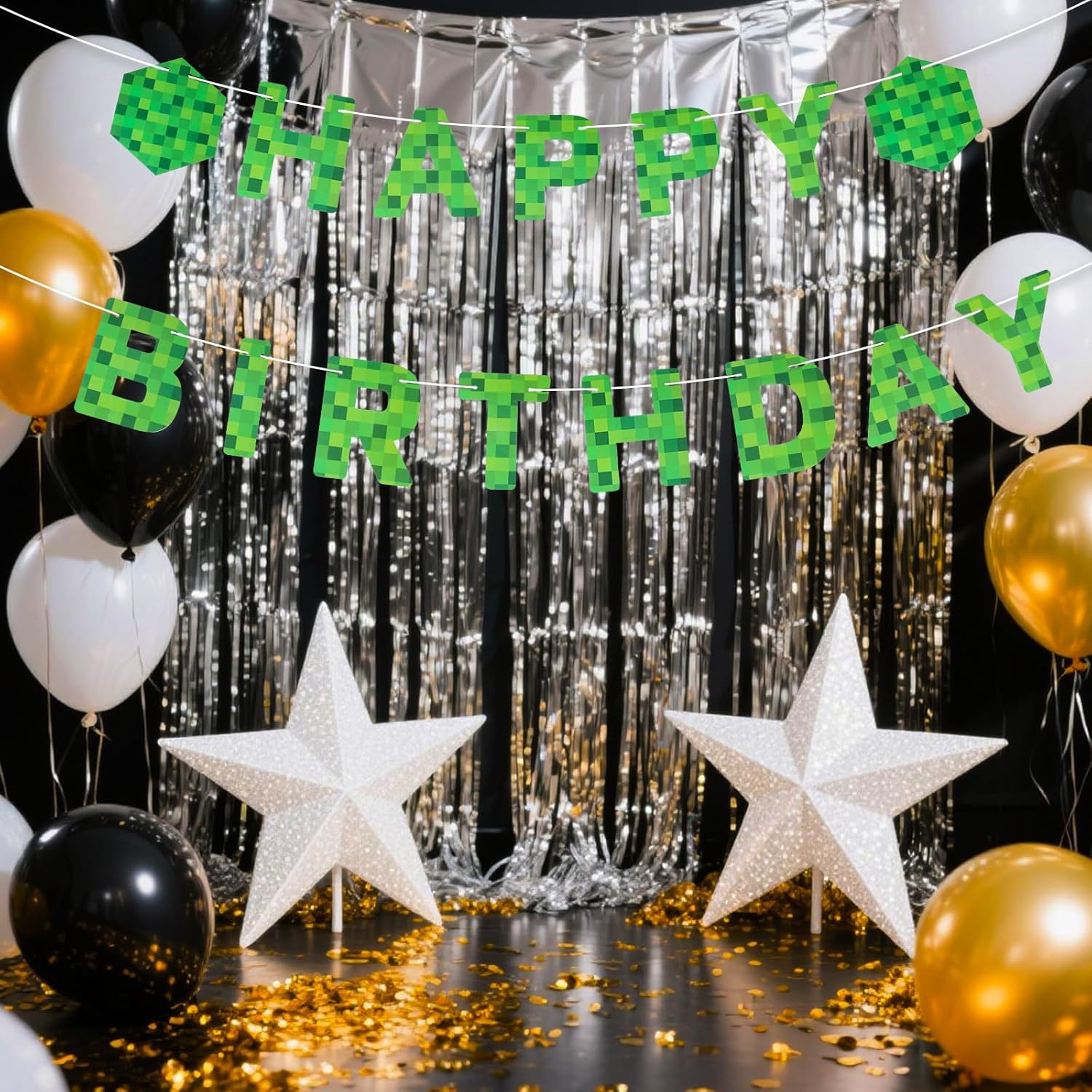 Miner Theme Birthday Banner Decorations Set