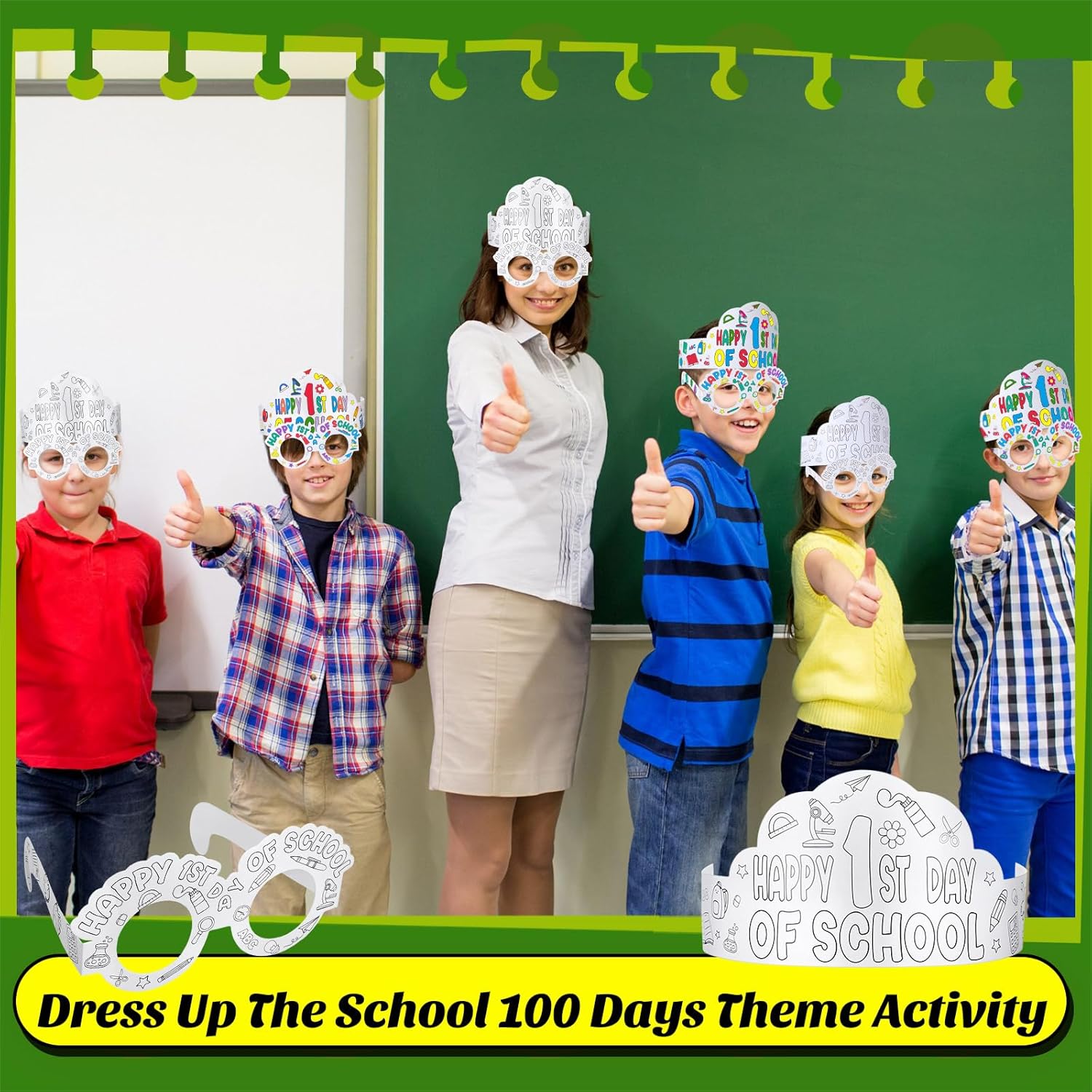 Yilloog 36 Pack First Day School Paper Crowns and Glasses