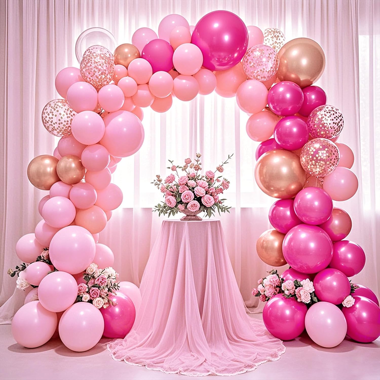 Pink and Rose Gold Balloon Set 12 Inches 70 Pcs Party Balloons