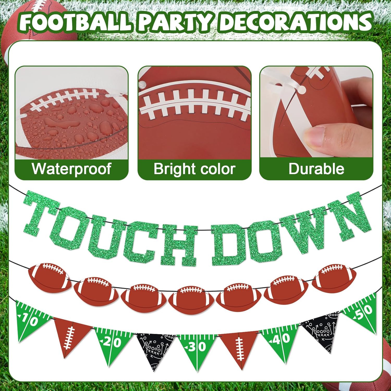 Qyeahkj 4Pcs Football Party Banners - Ready to Hang