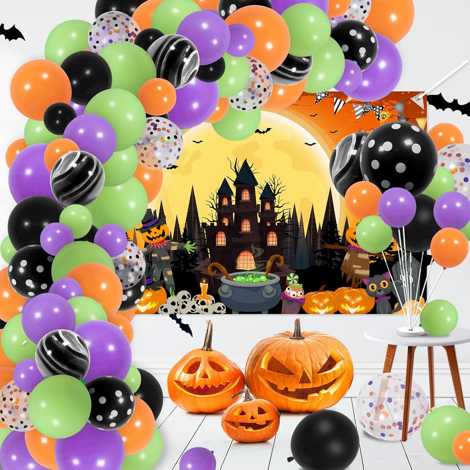 Avezano Happy Halloween Banner 6x36 ft Orange