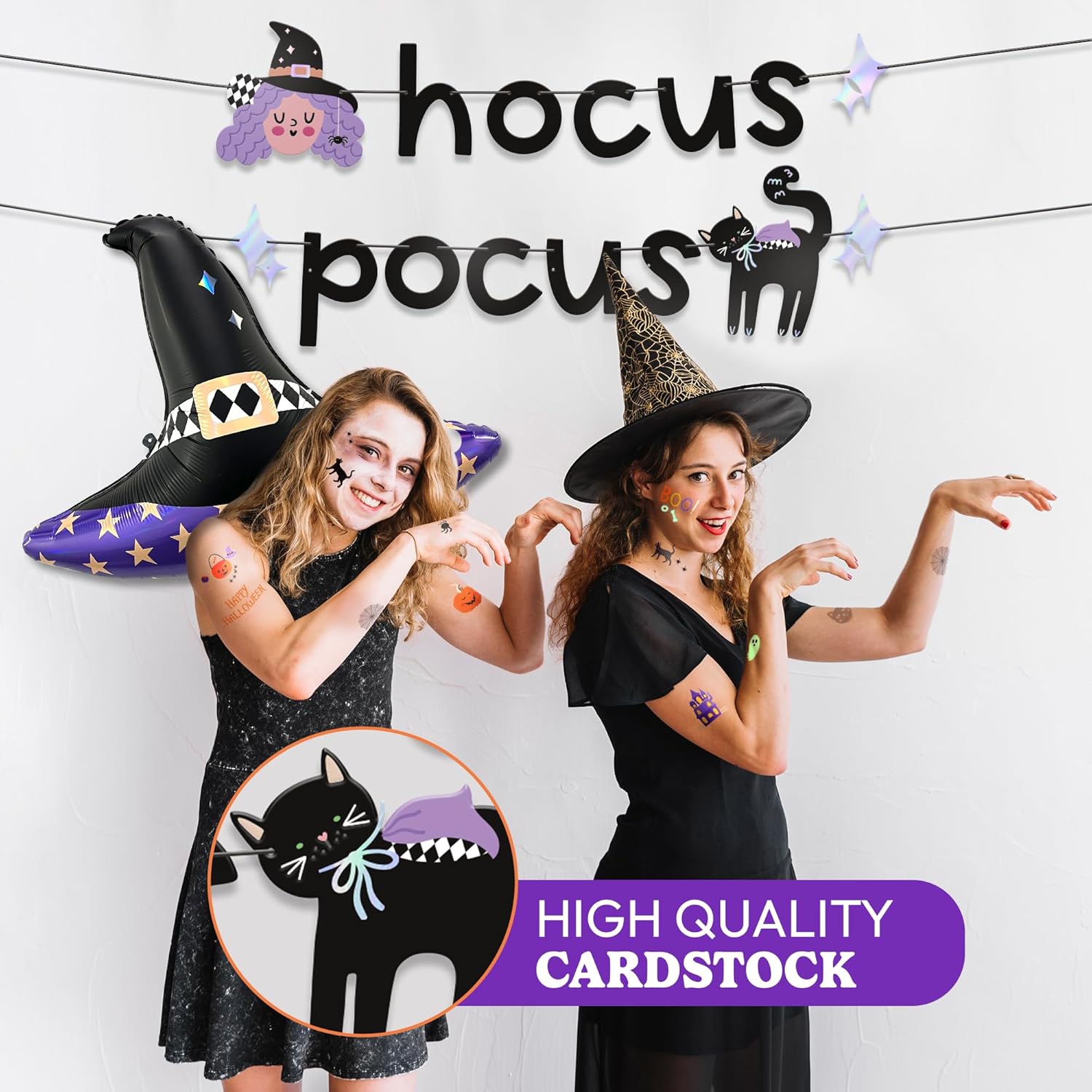 Hocus Pocus Halloween Banner and Witch Hat Balloon