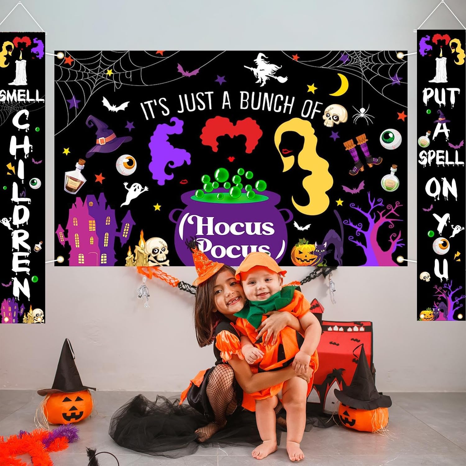 Avezano Hocus Pocus Halloween Decorations 3pcs Witches Banners
