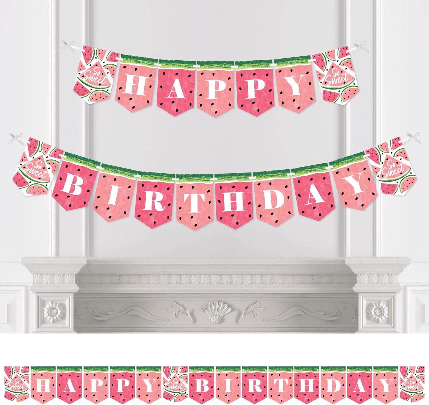 Big Dot of Happiness Sweet Watermelon Birthday Bunting Banner