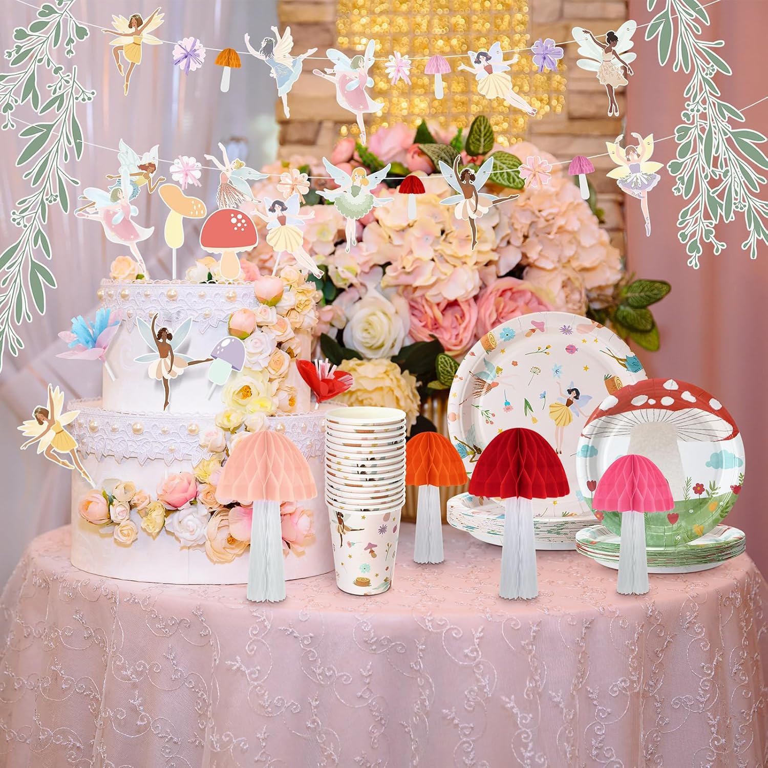 Honeydak Fairy Party Decor 132 Pcs Set