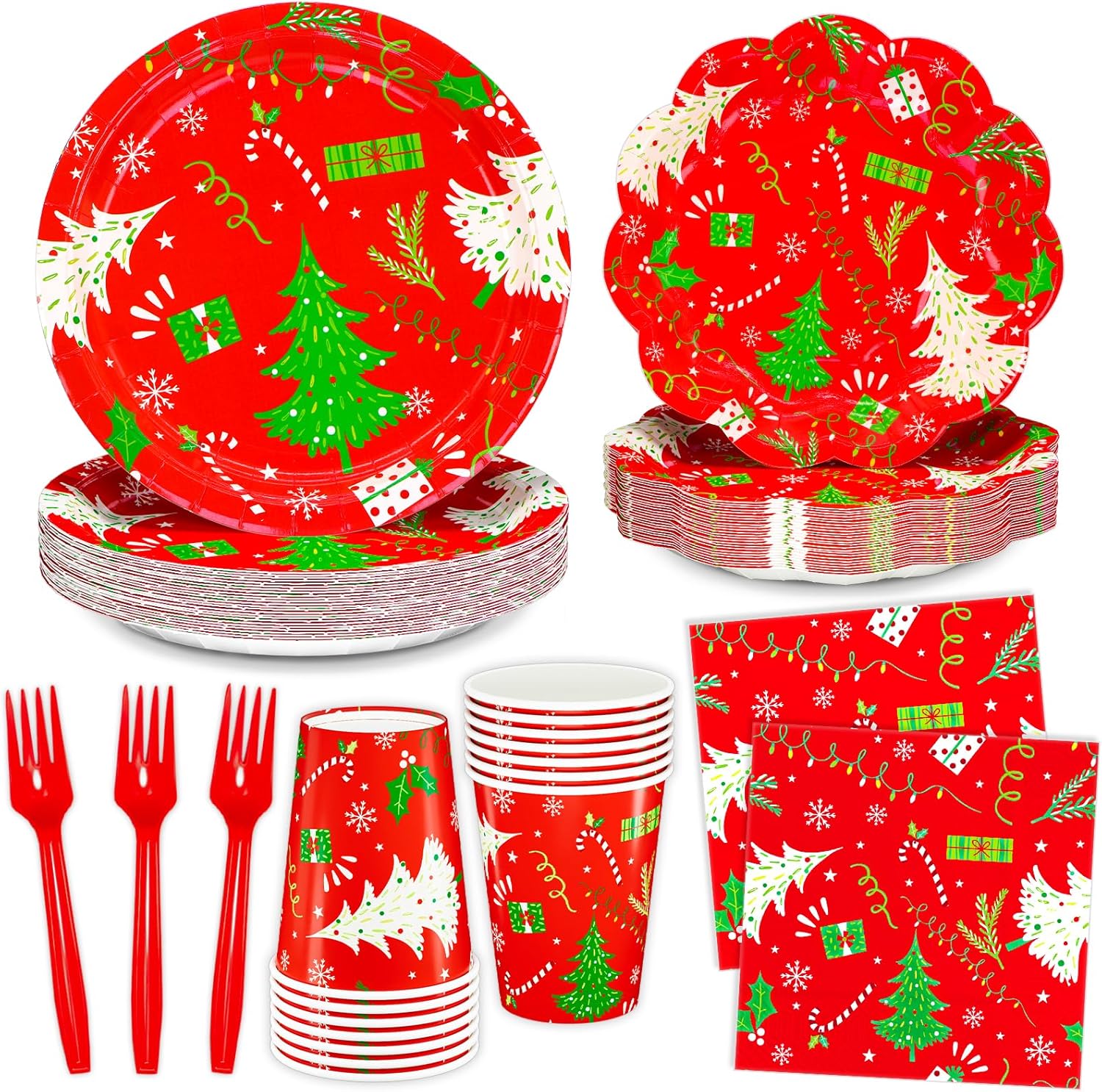 DYLIVeS Christmas Tree Party Supplies Set 24 Guests