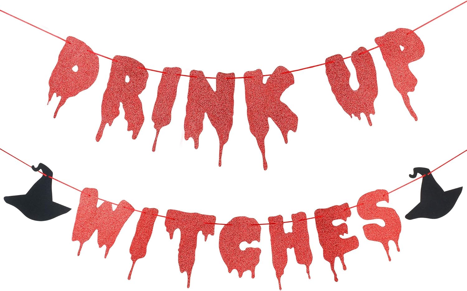 Red Glitter Witches Halloween Party Banner