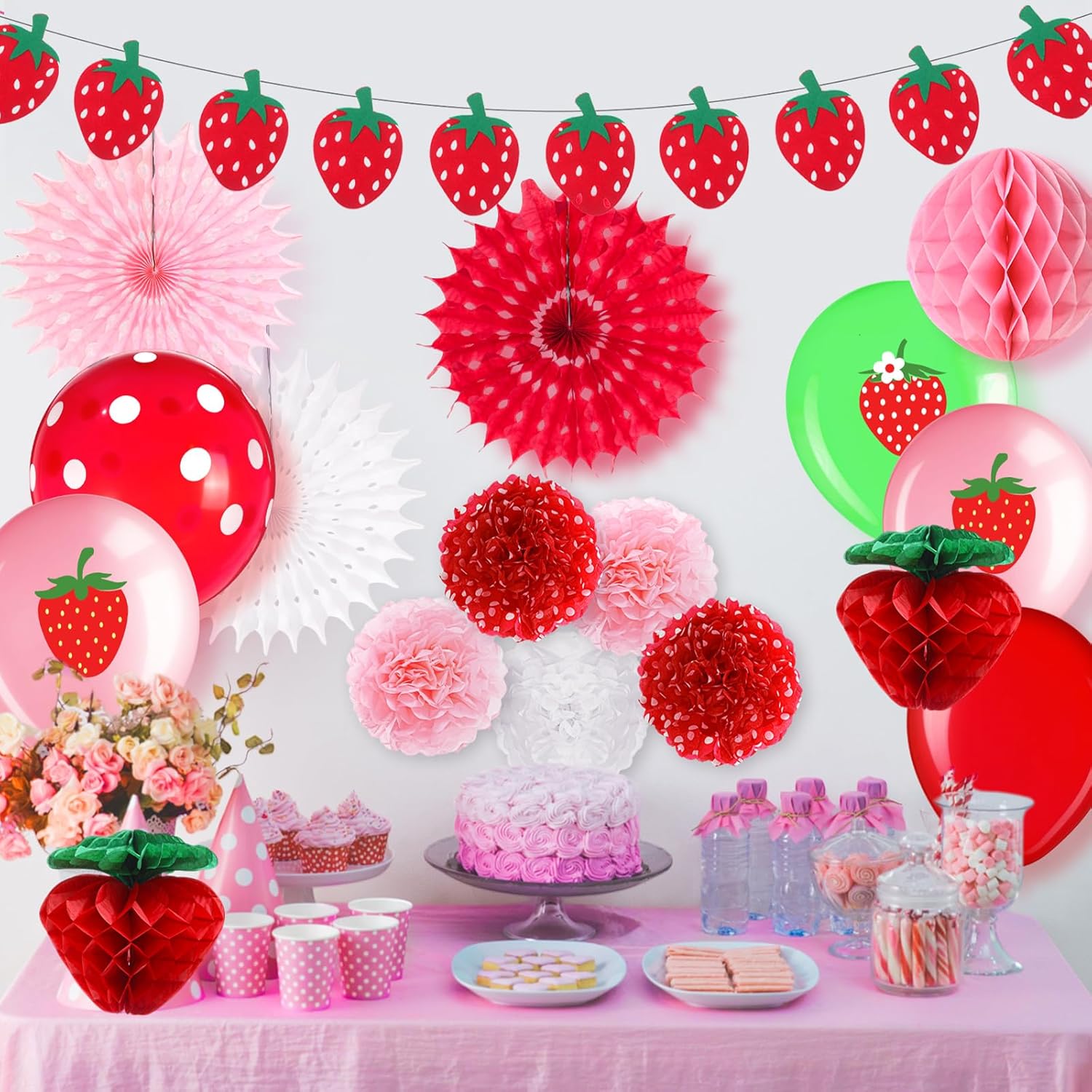 Outus Strawberry Party Decorations Hanging Set