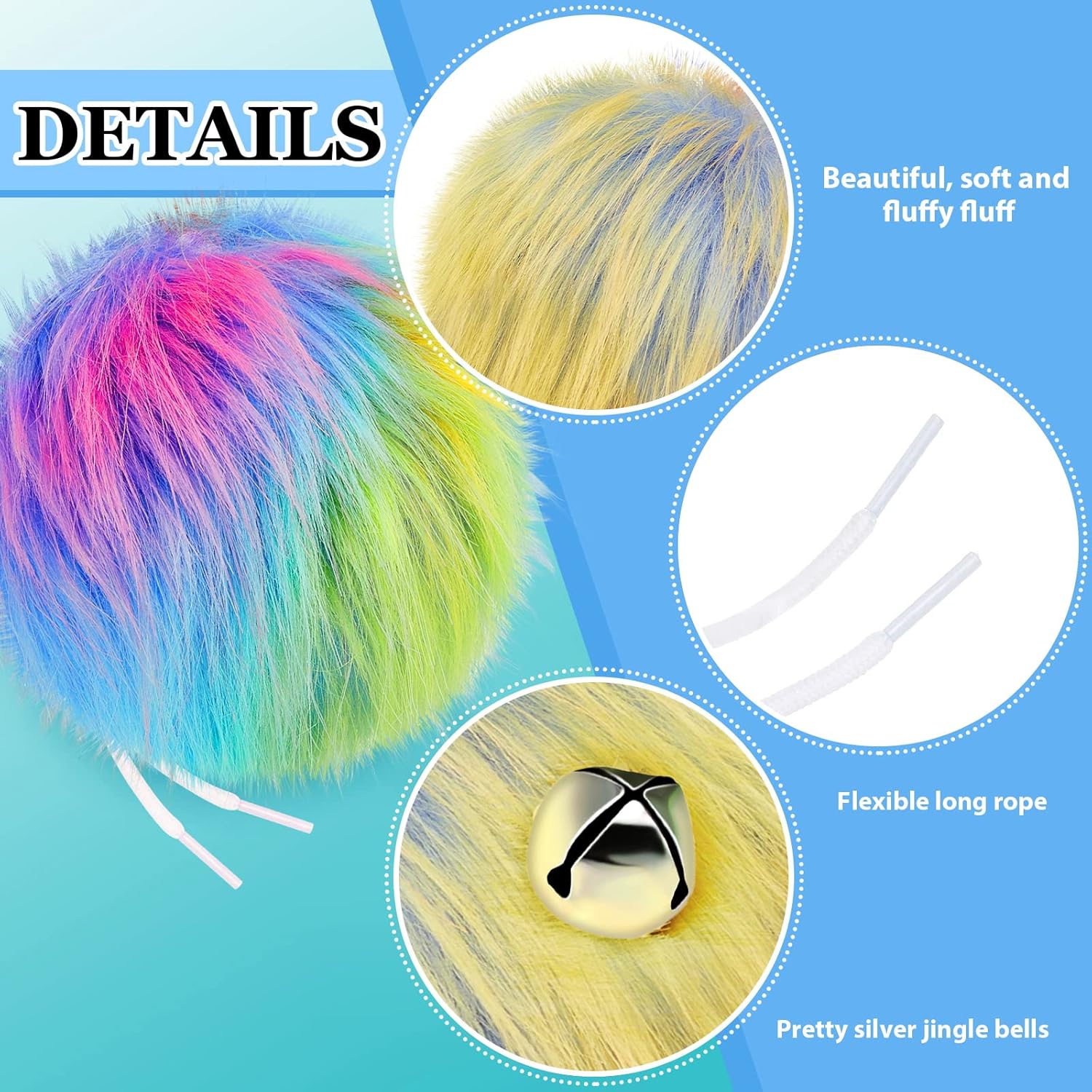 Gejoy 4 Inch Roller Skate Pom Poms with Bells