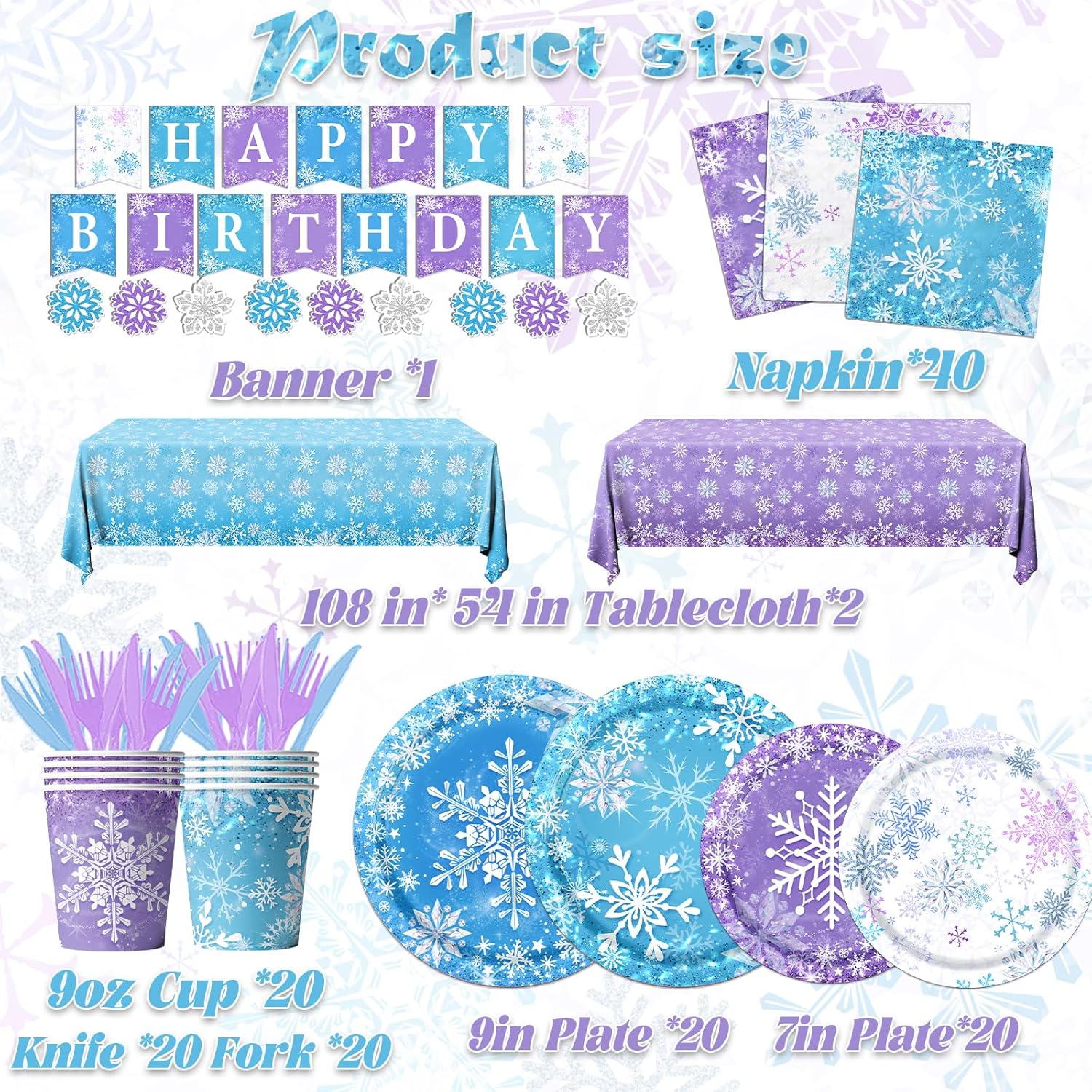 143pcs Snowflake Themed Party Set for Winter Birthday