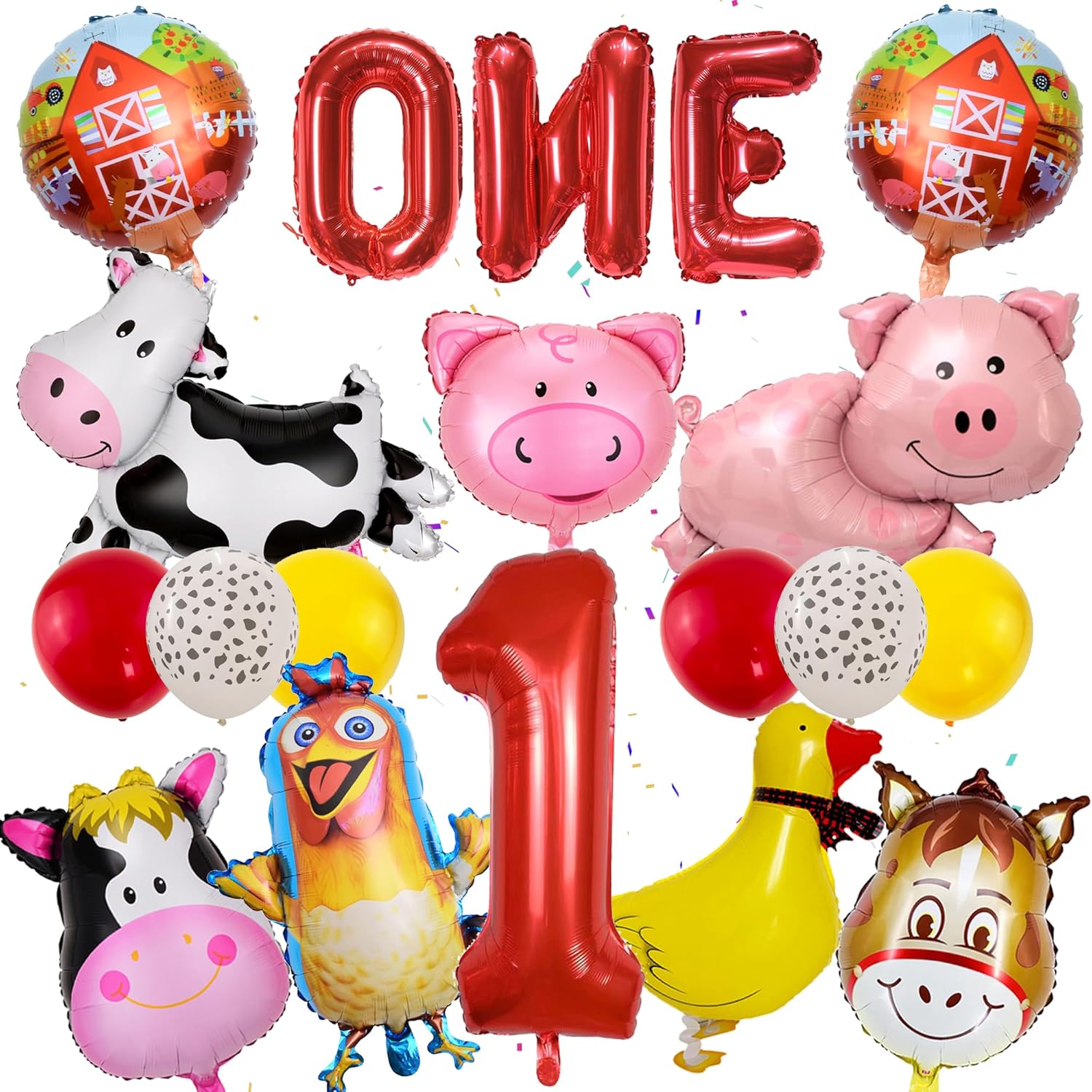 Farm Birthday Balloon Set for 1 Year Old
