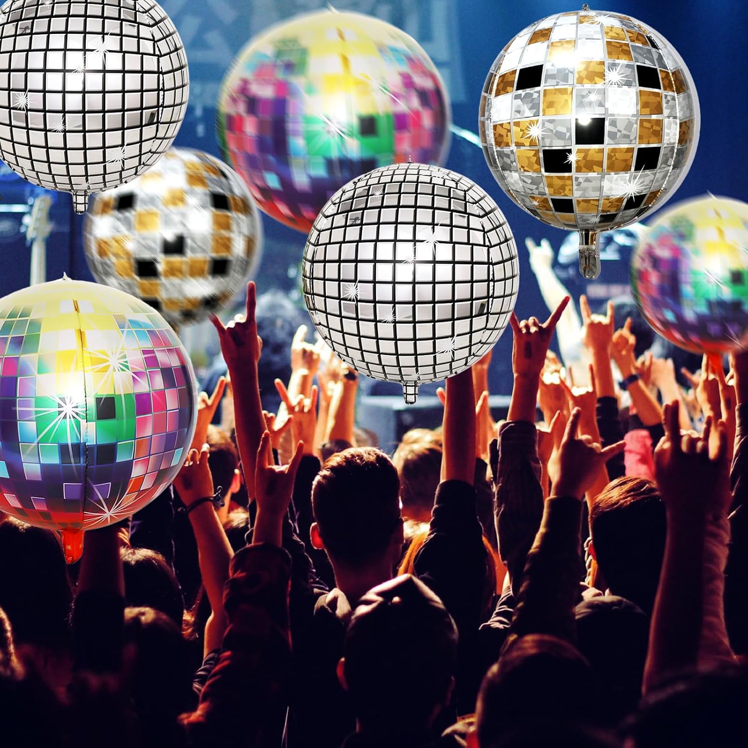 Kaluofan 9PCS Disco Balloons 22 Inches 4D Colorful