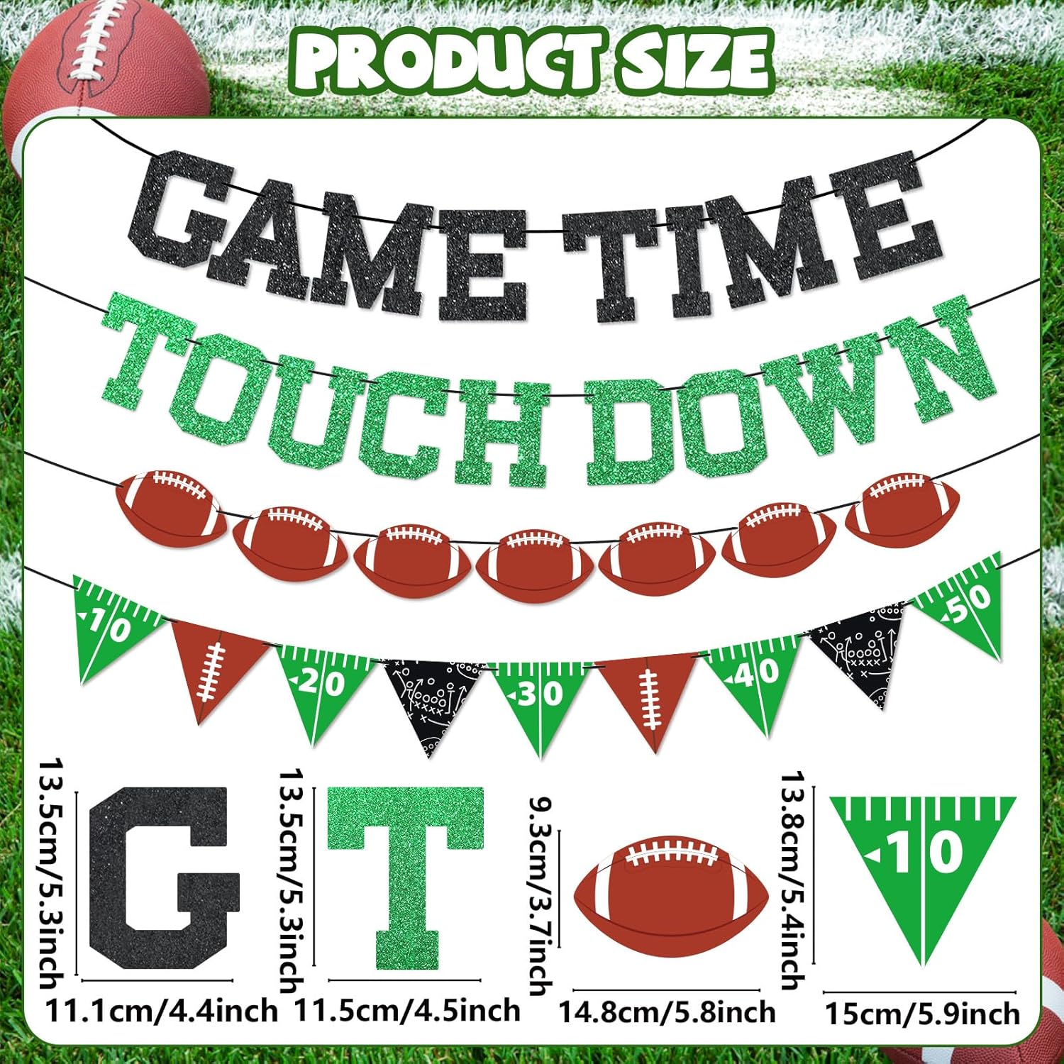 Qyeahkj 4Pcs Football Party Banners - Ready to Hang