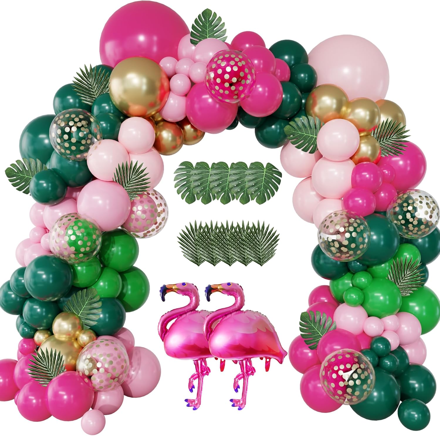 156Pcs Tropical Flamingo Balloon Garland Kit
