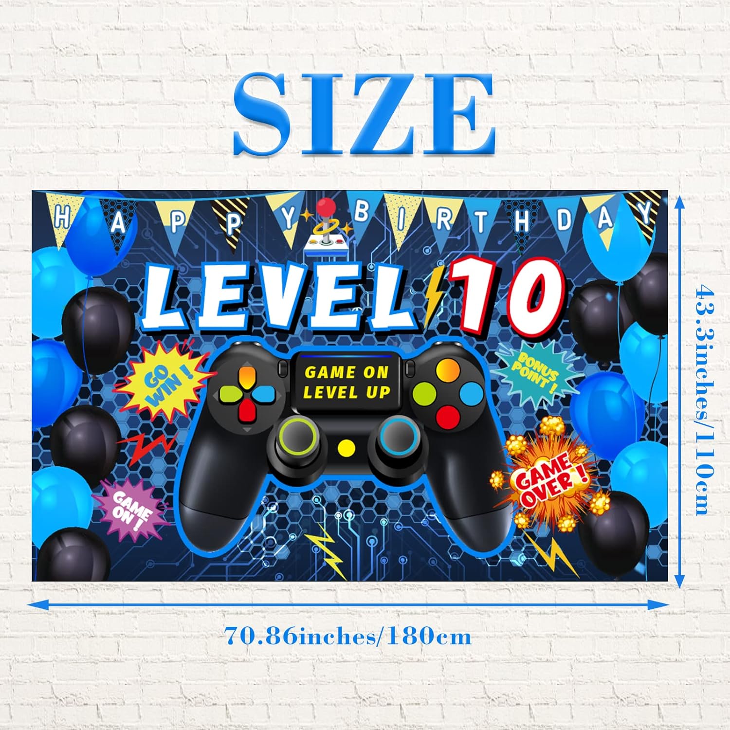 90PCS Blue 10th Birthday Video Game Decorations for Boys