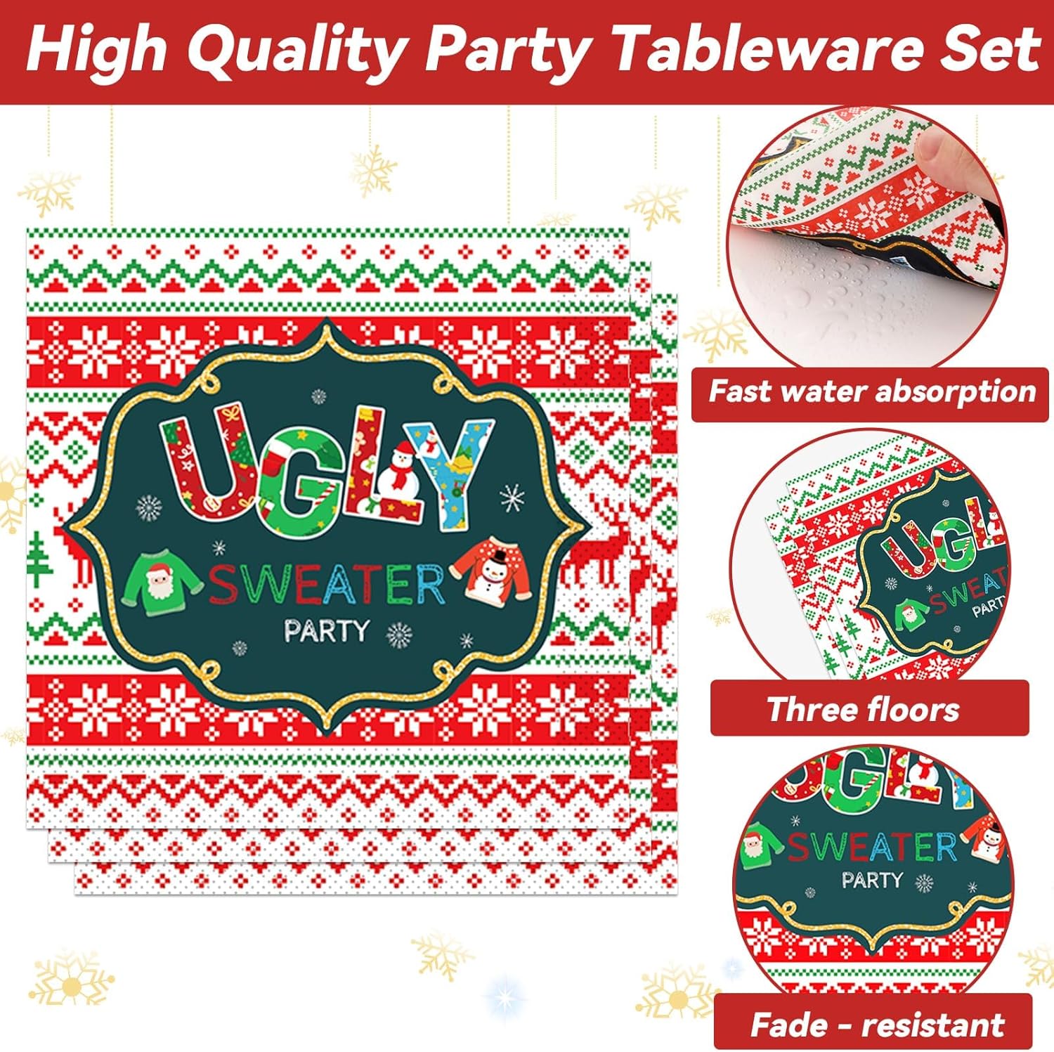 Christmas Ugly Sweater Party Tableware for 24 Guests
