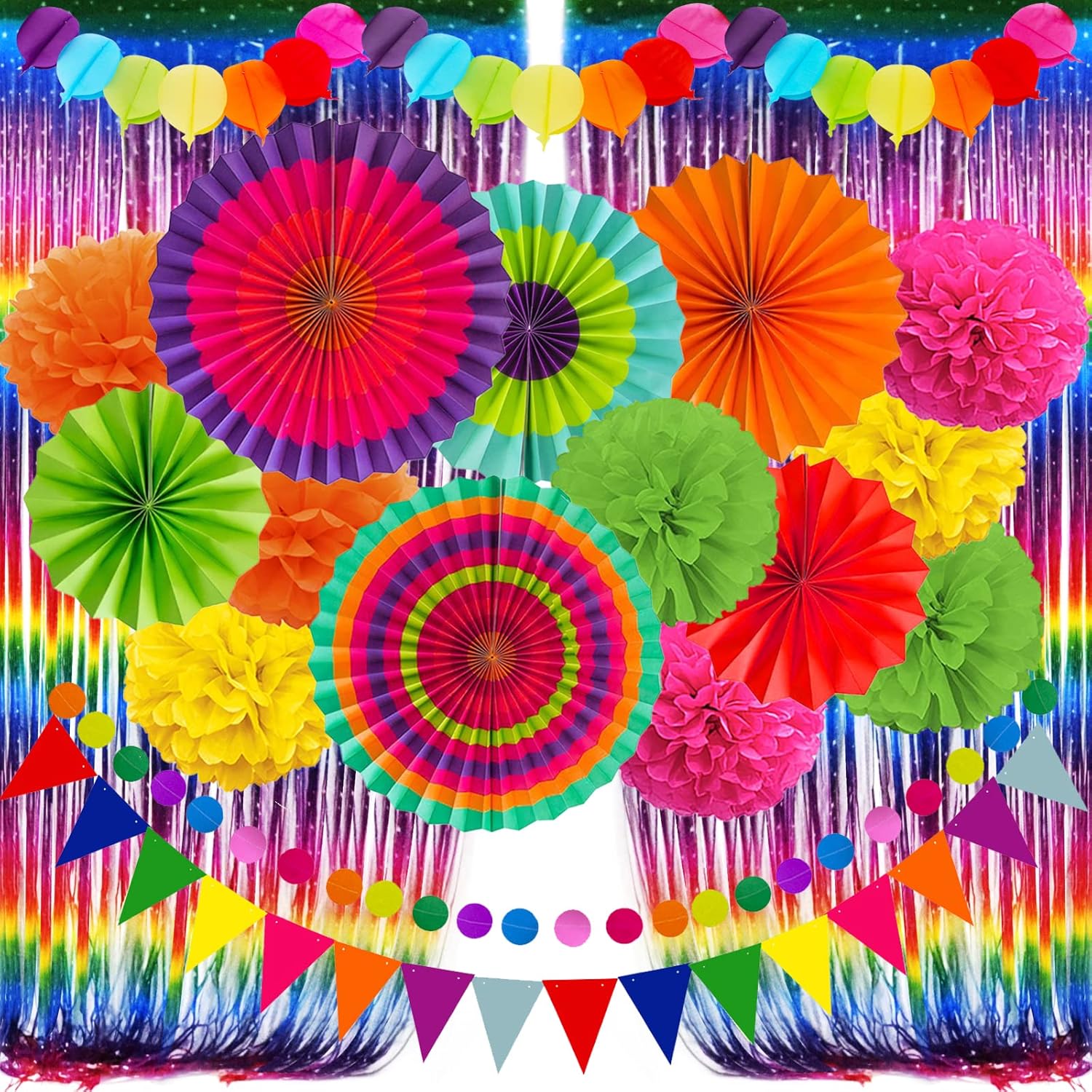 ZERODECO Fiesta Paper Fan Decor Set