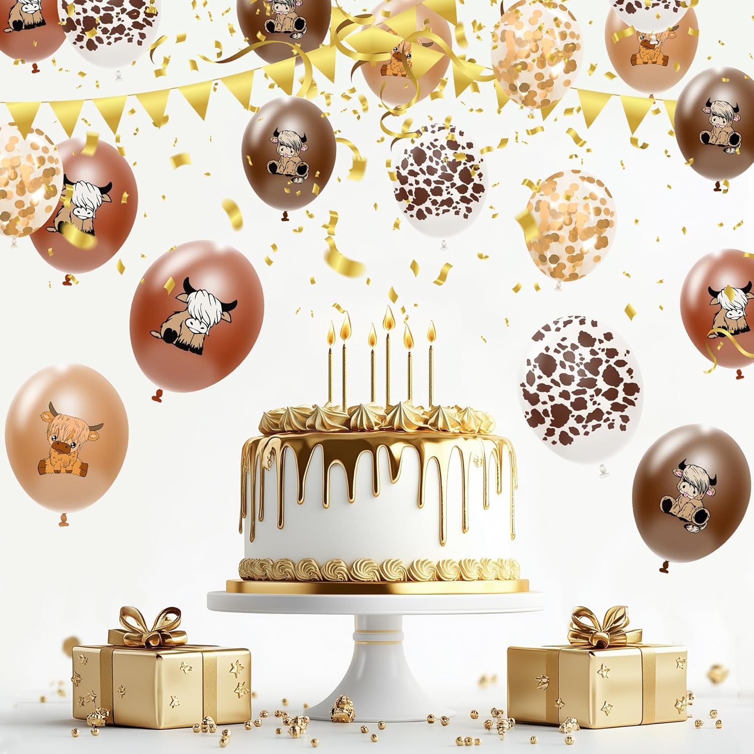 50 Pcs Highland Cow Party Balloons Supplies