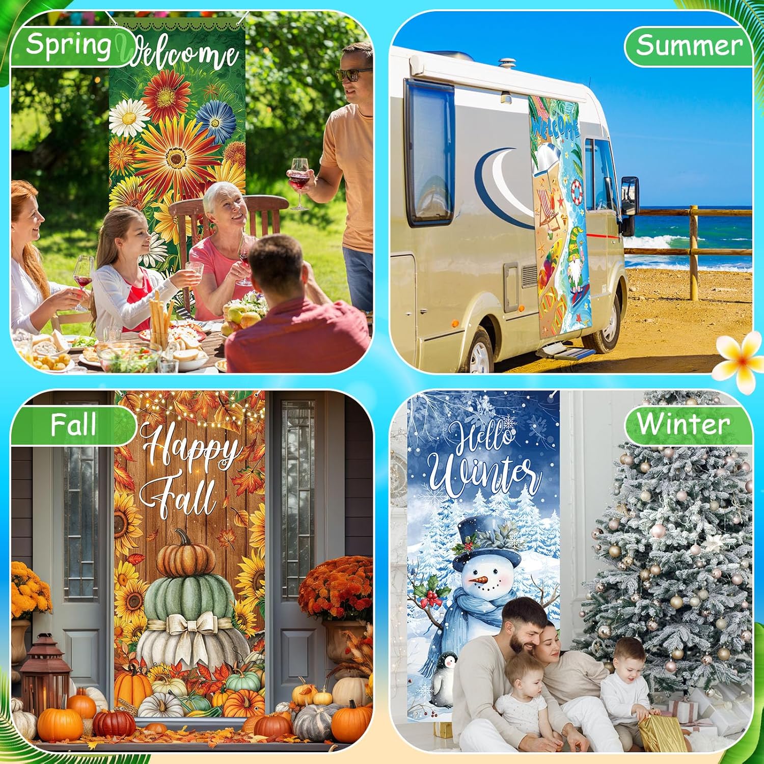4 Pcs Seasonal Door Decorations for Home Parties