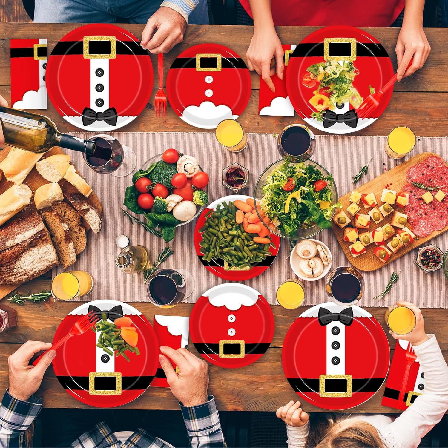 200Pcs Santa Claus Christmas Plates Napkins Set