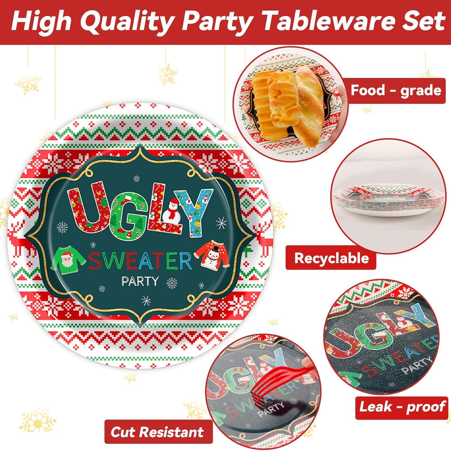 Christmas Ugly Sweater Party Tableware for 24 Guests