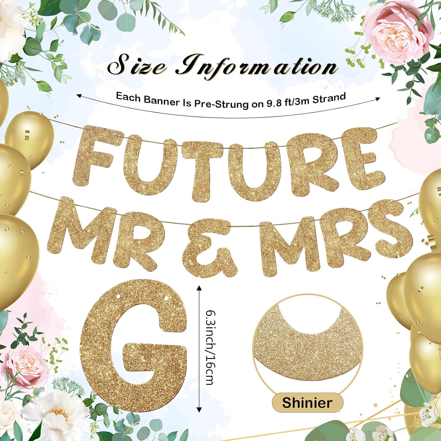 Breling Future Mr Mrs Glitter Gold Engagement Banner