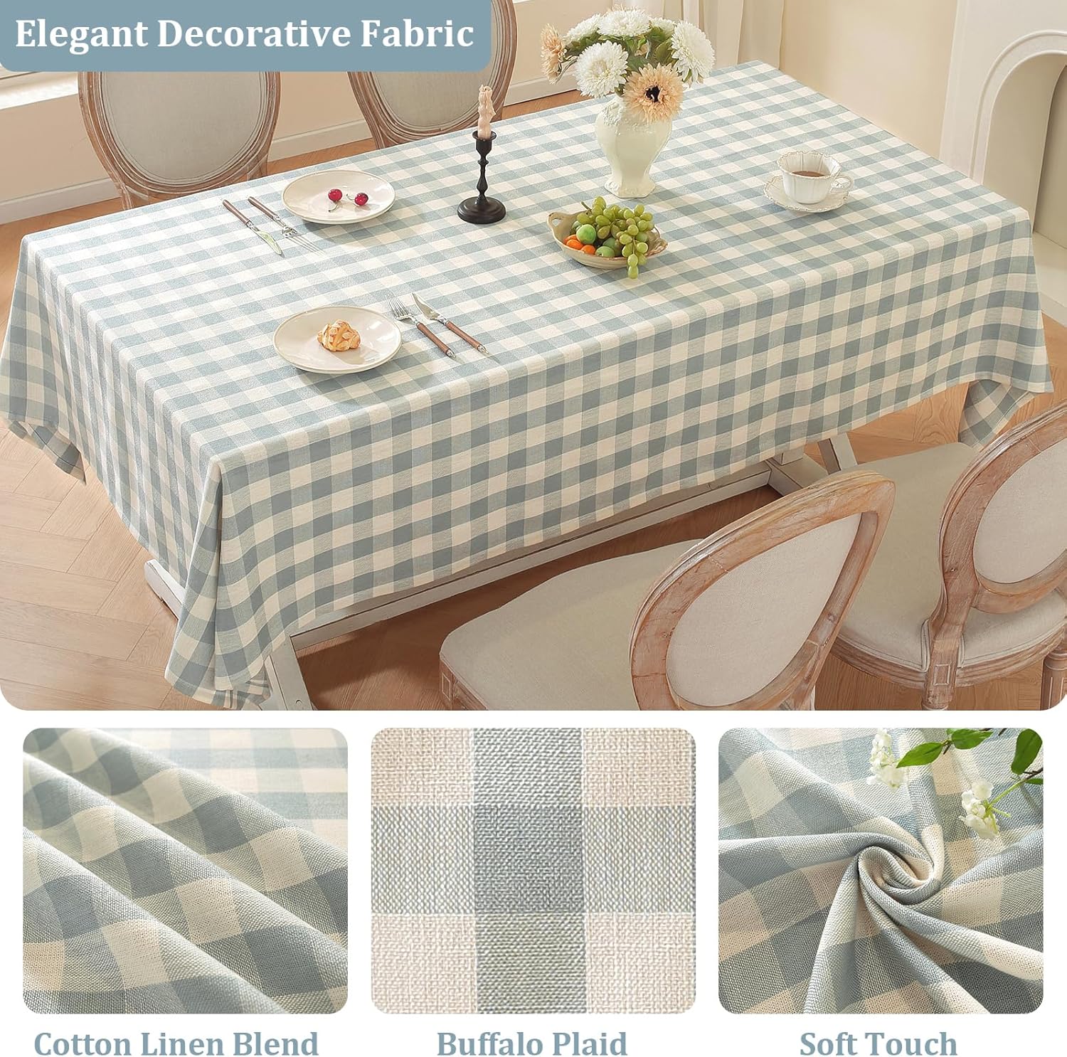 Laolitou Checkered Tablecloth 60x75 Rectangle for 4-6 Seats