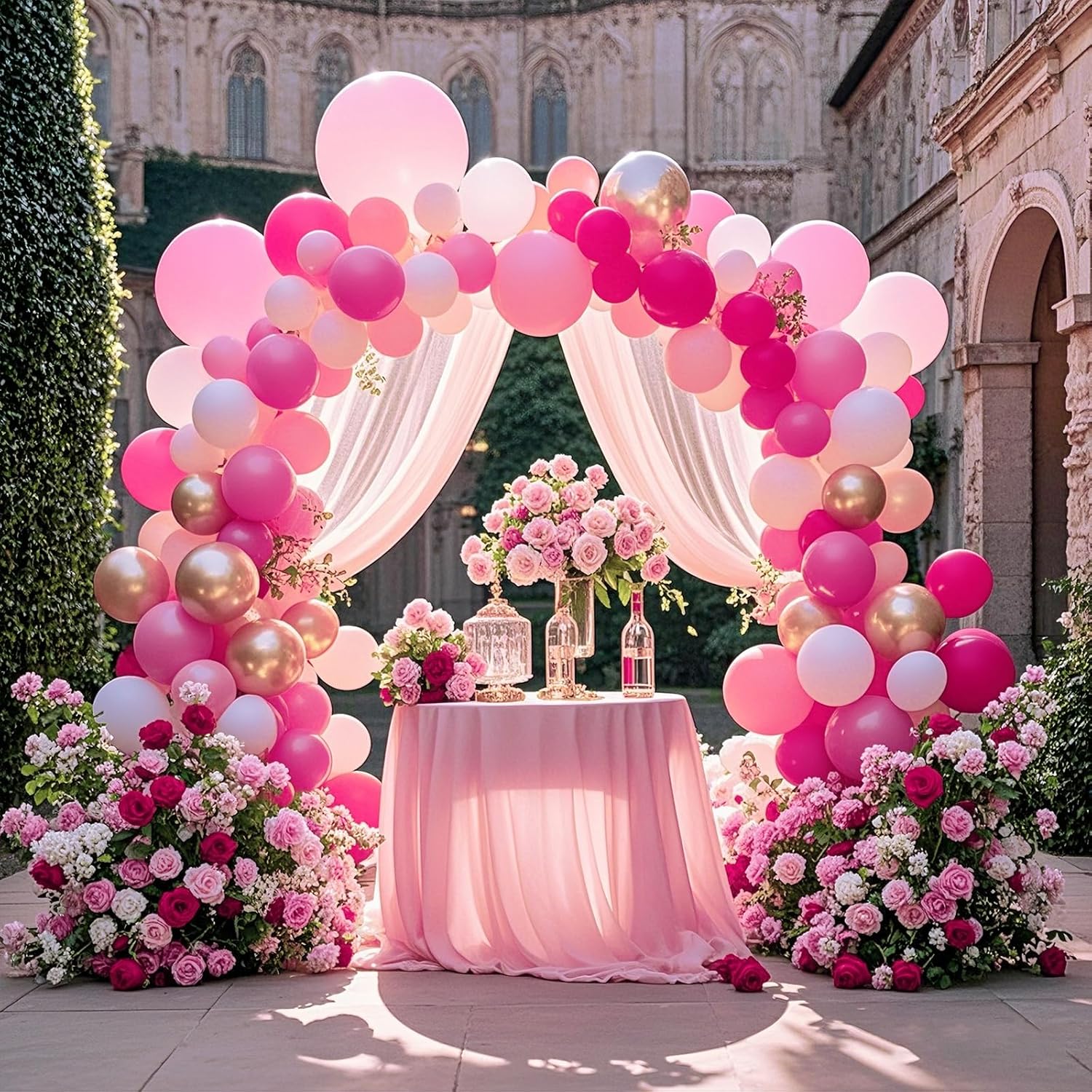 Pink and Rose Gold Balloon Set 12 Inches 70 Pcs Party Balloons