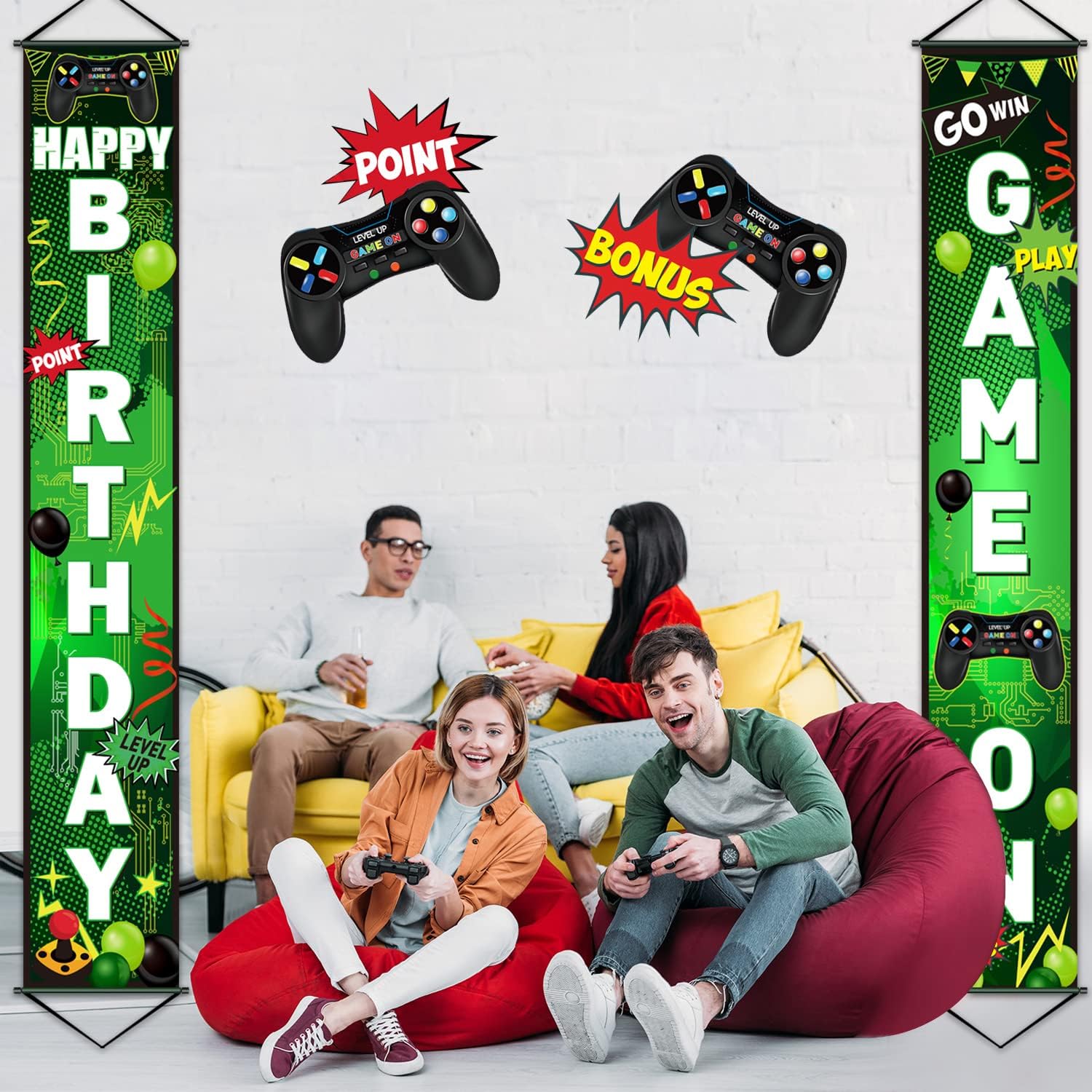 Blulu Game On Birthday Banner - Video Game Party Decor