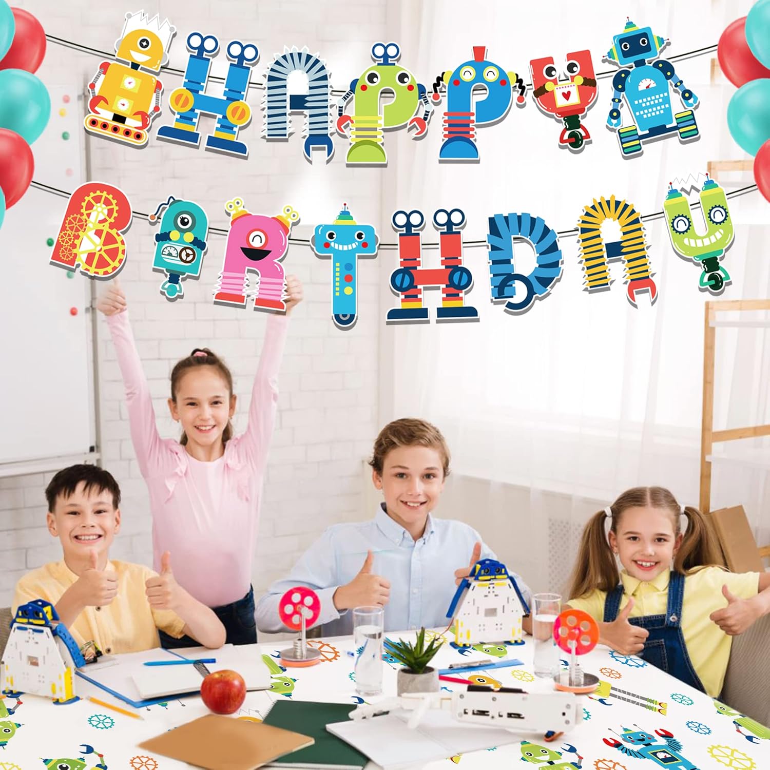 Robot Birthday Banner Happy Birthday Decor