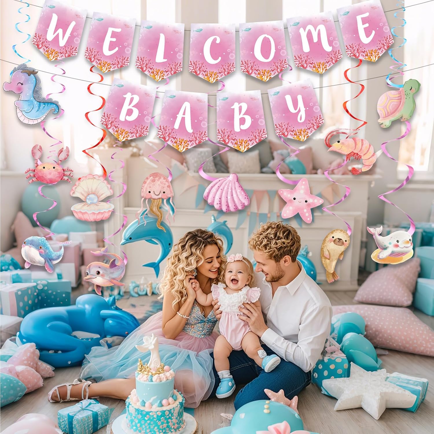 Under The Sea Welcome Baby Banner for Girls