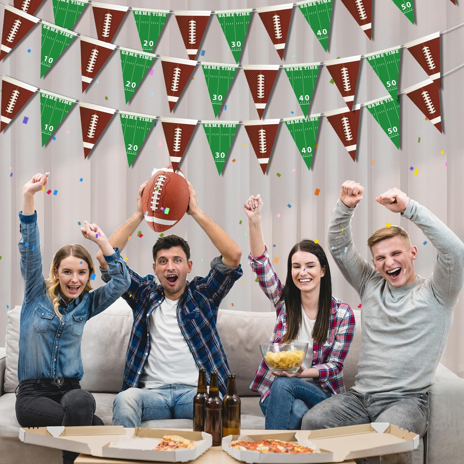 5 Packs Football Birthday Banner Party Decorations