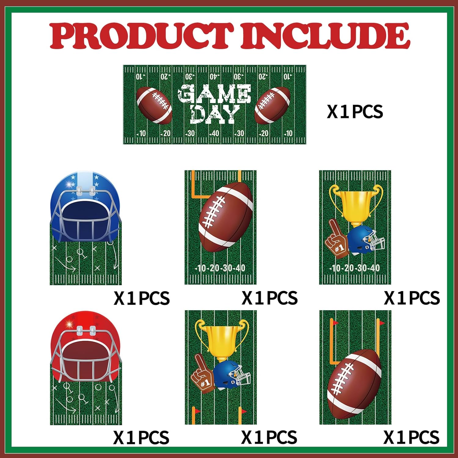 Football Party Banners - Game Day Door Decoration Set