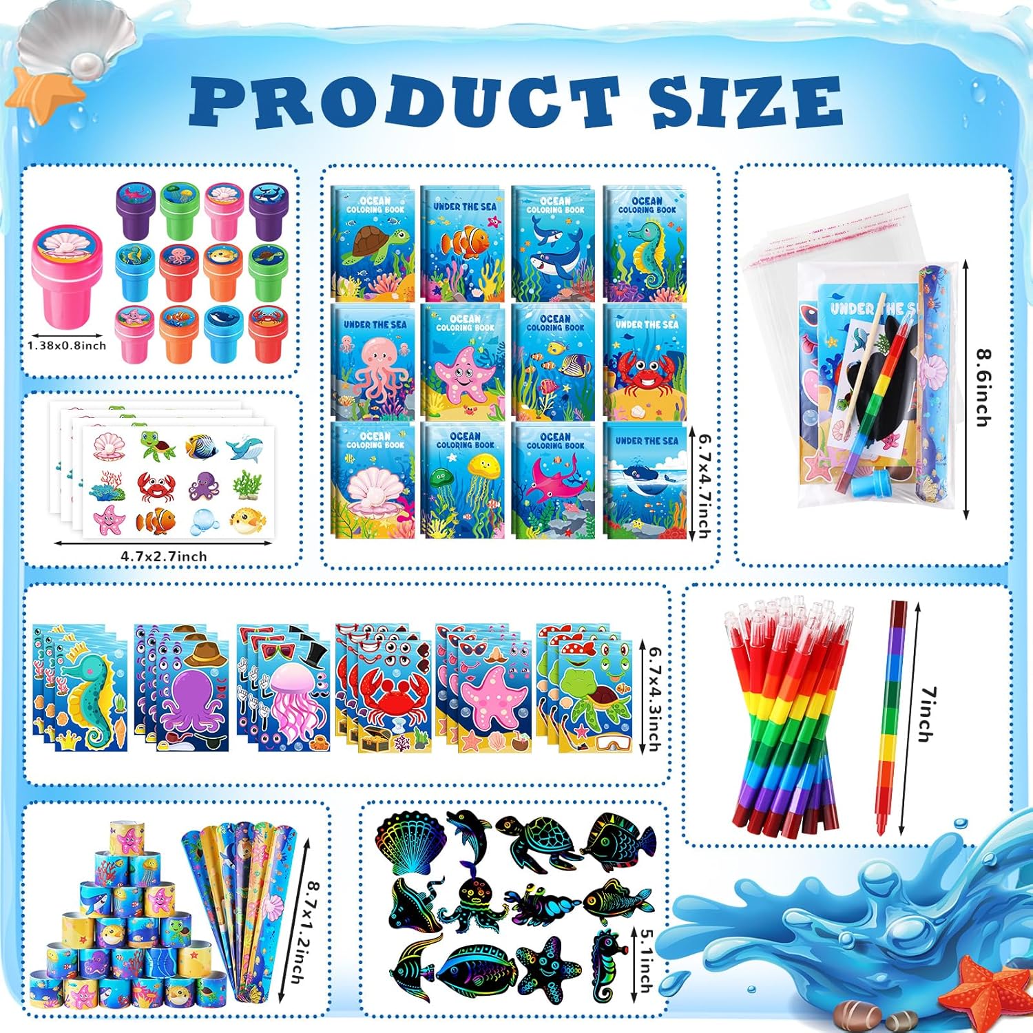 BenLouis 96Pcs Ocean Animals Party Favor Set