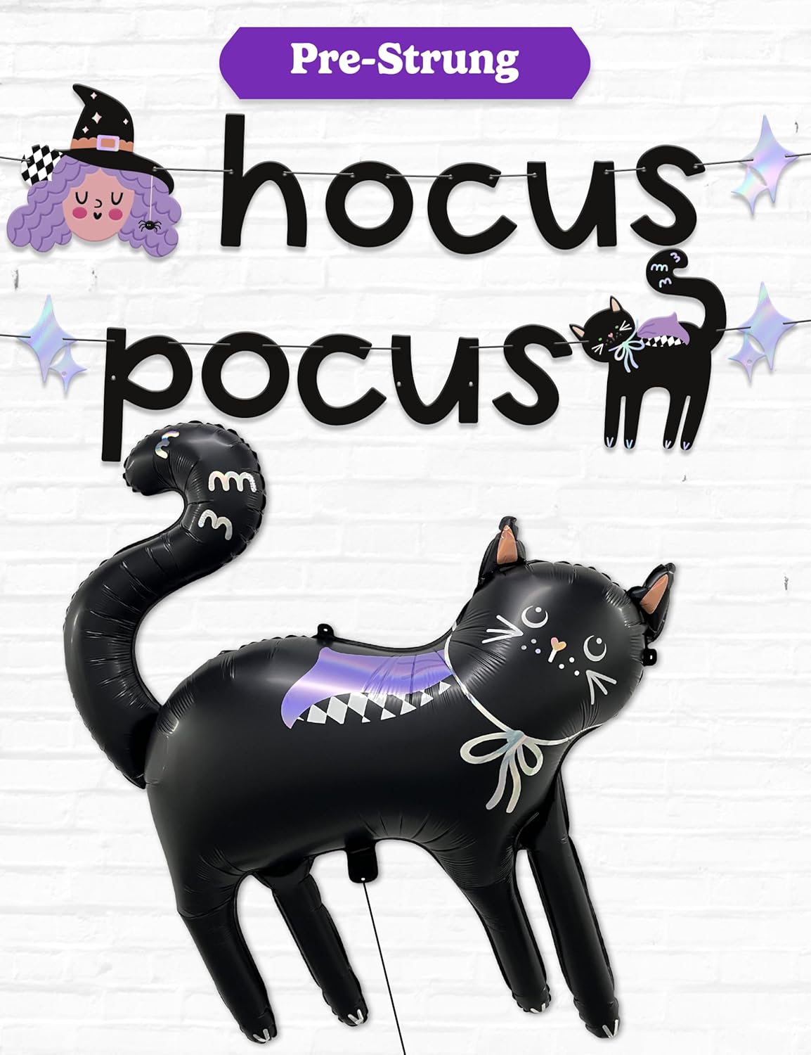House of Party Hocus Pocus Halloween Banner Black Cat Balloon Set