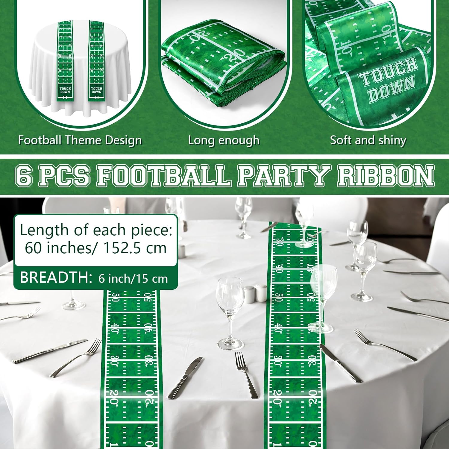 6 Pcs Football Themed Table Runner Set