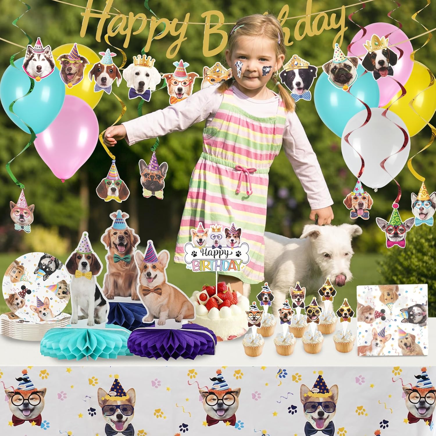QILICHZ 165Pcs Dog Birthday Party Decorations