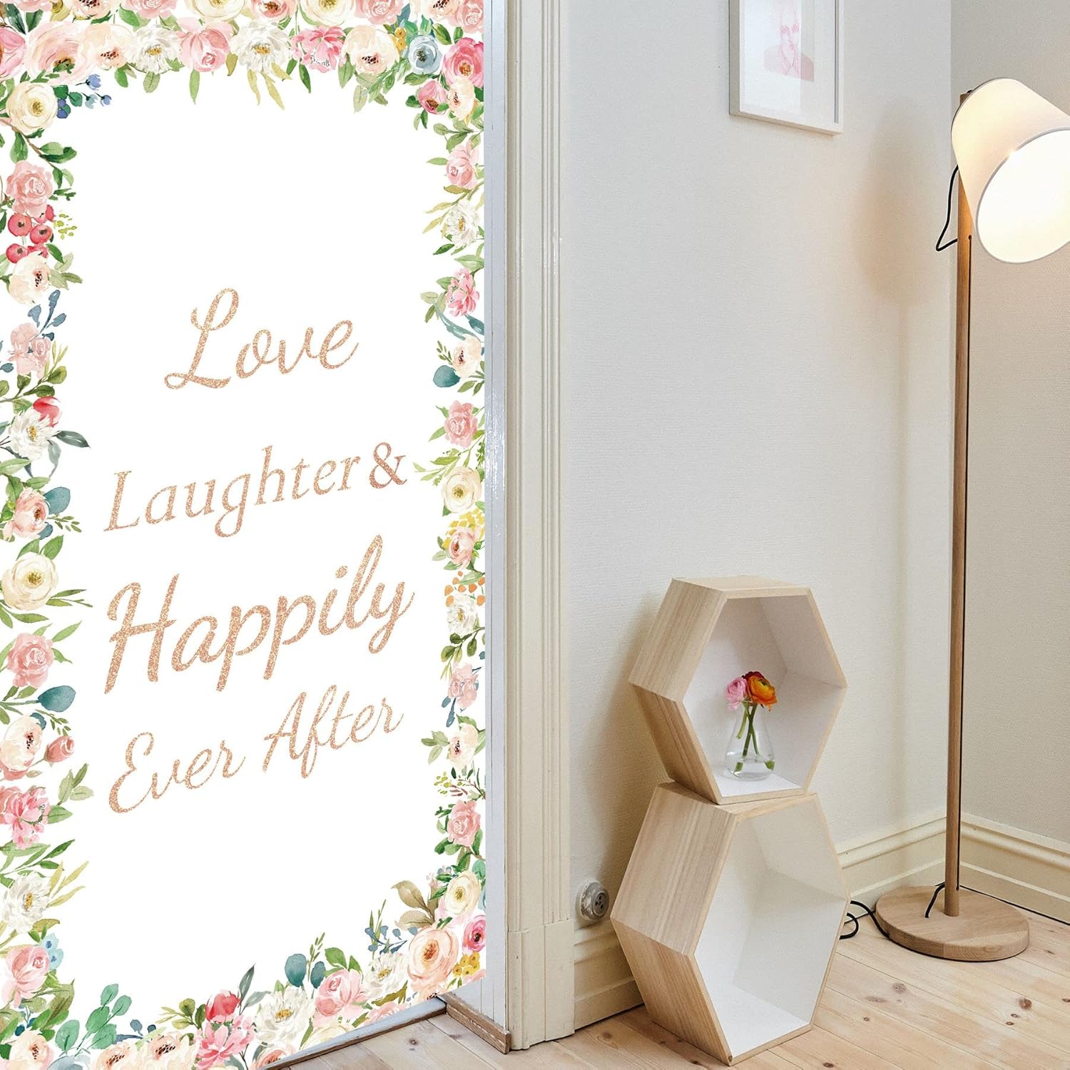 Joyiou Love Laughter Happily Ever After Door Banner